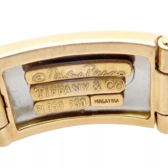 Vintage! Tiffany & Co Picasso 18k Yellow Gold Platinum Signature Panel Bracelet - Picture 4 of 14